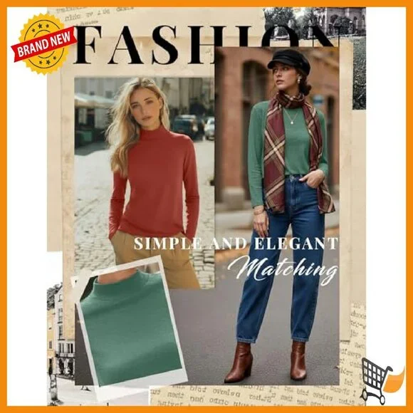 3 Pack Cotton Mock Turtleneck Long Sleeve Tops Basic Tees Undershirt - Picture 7 of 7